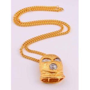 

Personalized Face Rhinestone Pendant Chain Necklace, Golden