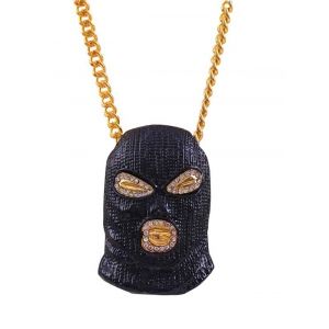 

Personalized Face Rhinestone Pendant Chain Necklace, Black