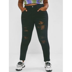 

Plus Size Skinny-fit Ripped Jeans, Black