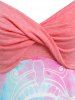Plus Size Tie Dye Crisscross Front Twist Midi Dress -  