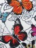 Cold Shoulder Ruffled Butterfly Print Tee -  