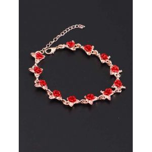 

Red Rose Charm Adjustable Bracelet, Rose gold