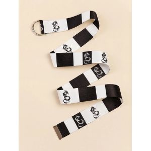 

Colorblock Dragon Print Trousers Belt, Black