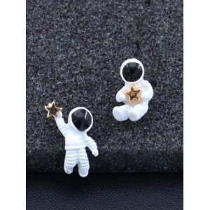 

Astronaut Star Asymmetric Stud Earrings, White