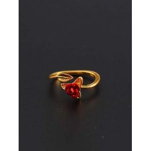 

Rose Leaf Adjustable Cuff Ring, Golden