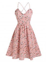 Spaghetti Strap Floral Print Ruffle Dress -  