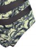 Floral Print Mesh Insert Halter One-piece Swimsuit -  