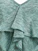 Cold Shoulder Ruffle Detail Heathered T-shirt -  