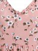 Spaghetti Strap Floral Print Ruffle Dress -  