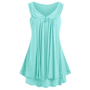 

Plus Size Layered Front Twist Tank Top, Light green