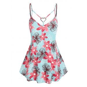 

Floral Print Heart Ring Top, Light blue