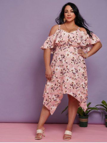 plus size cold shoulder gradient dress