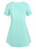 Plus Size Rose Print Lace Up Tee -  