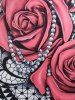 Plus Size Rose Print Lace Up Tee -  