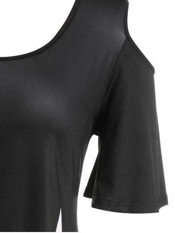 Plus Size Geometry Print Open Shoulder Tee