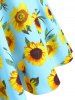 Sunflower Print Mock Button Criss Cross Dress -  