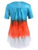 Plus Size Ombre Tie Dye Placket Ruched Tunic Tee -  