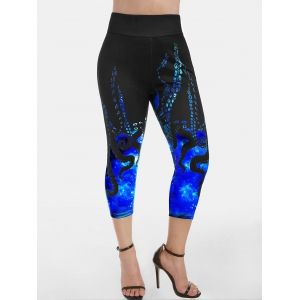 

High Rise Octopus Print Cropped Leggings, Multi