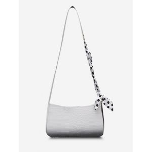 

Scarf-Wrapped Embossed Ombre Crossbody Bag, White