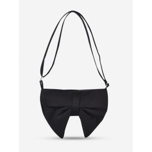 

Bowknot Shape Canvas Shoulder Bag, Black