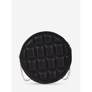 

Quilted Round Chain Crossbody Bag, Black