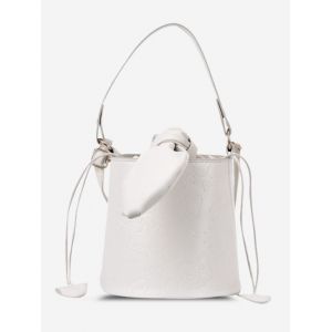 

Embossed Drawstring Tied Bucket Bag, White