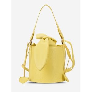 

Embossed Drawstring Tied Bucket Bag, Sun yellow
