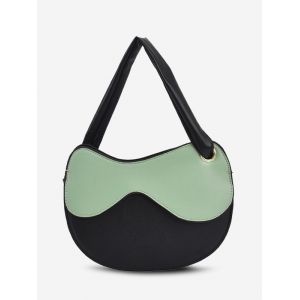 

Irregular Shape Colorblock Shoulder Bag, Green peas