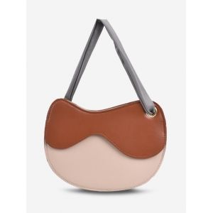 

Irregular Shape Colorblock Shoulder Bag, Brown