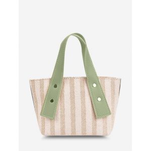 

Dual Handle Woven Bucket Bag, Dark sea green