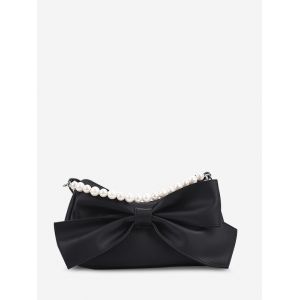 

Bowknot Faux Pearl Handle Crossbody Bag, Black