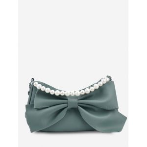 

Bowknot Faux Pearl Handle Crossbody Bag, Sea green