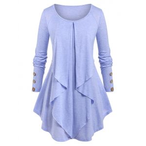 

Plus Size Draped Front Raglan Sleeve Tee, Light purple