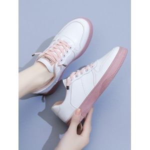 

Lace Up Two Tone Sports Sneakers, Pink