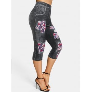 

Skinny Mermaid 3D Print Capri Jeggings, Black