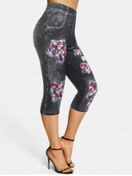 Legging Corsaire Moulant à Imprimé 3D Sirène - Noir L
