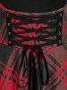 Off The Shoulder Tee and Lace Up Plaid Crisscross Suspender Dress Set -  