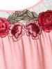 Plus Size Rose Embroidered Lace Panel PJ Shorts Set -  