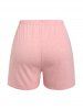 Plus Size Rose Embroidered Lace Panel PJ Shorts Set -  