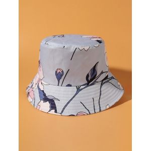 

Printed Big Flower Bucket Hat, Mauve