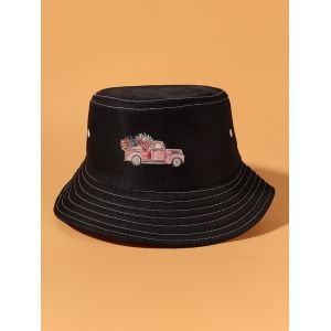 

Flower Truck Printing Bucket Hat, Black