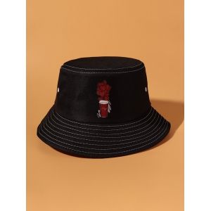 

Hearts Cup Pattern Bucket Hat, Black