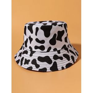 

Reversible Cow Print Bucket Hat, White