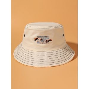 

Hands Printed Bucket Hat, Beige