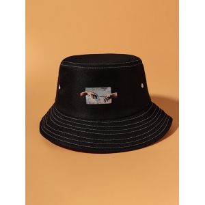 

Hands Printed Bucket Hat, Black