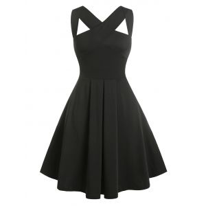 

Vintage Sleeveless Cutout Fit and Flare Dress, Black