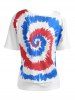 USA Graphic Tie Dye Skew Neck T Shirt with Tank Top -  