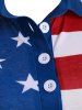 Patriotic American Flag Half Button Tank Top -  