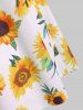 Flower Print Halter Pocket Mock Button Dress -  