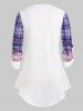 Plus Size Plaid Roll Up Sleeve Irregular Top -  